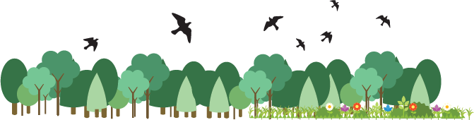 illustration of trees and birds