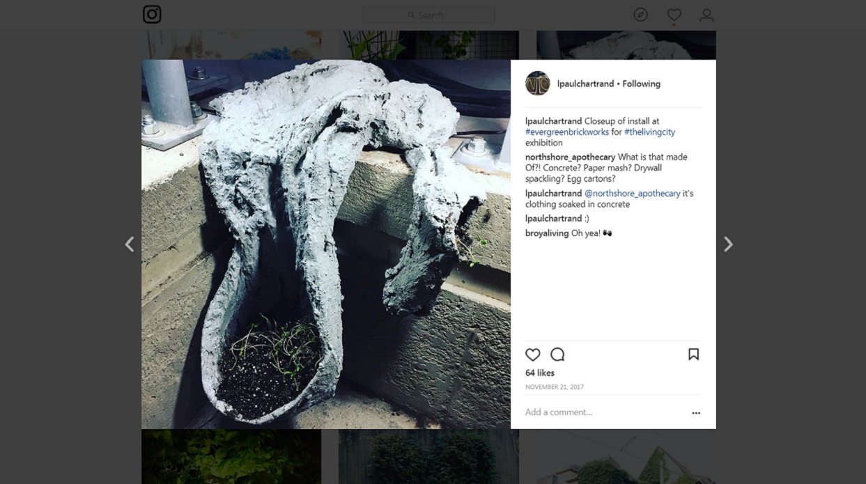 social media post highlighting waste installation at Living City Art Exhibition