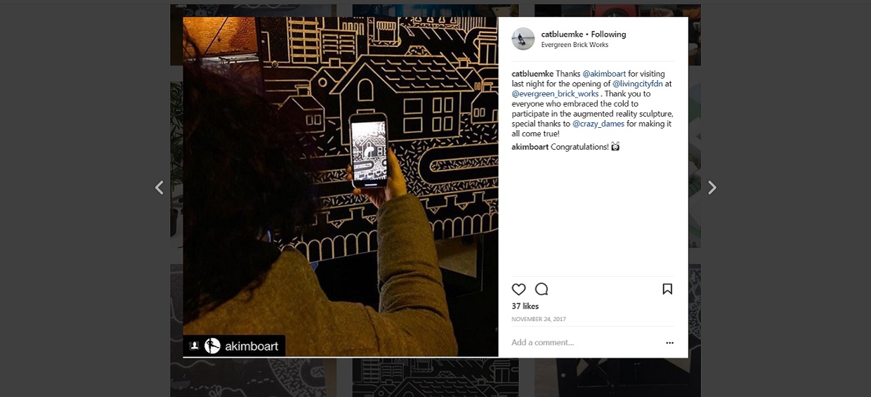 social media post about Living City Art Exhibition carbon installation